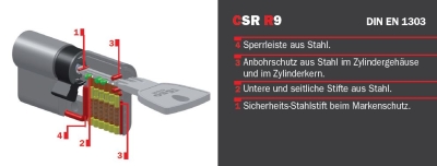Abbildung Doppelzylinder CSR R9 mit Sicherungskarte
