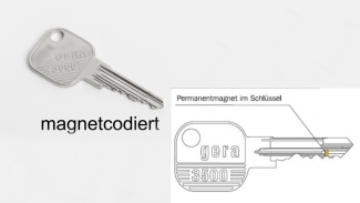 Abbildung Schlüssel für Gera 3500 magnetcodiert mit Sicherungskarte