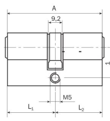 Abbildung einer technischen Zeichnung Profilzylinder.